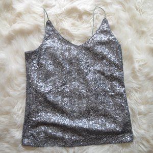 Womens Medium Silver Sparkle Camisole Top